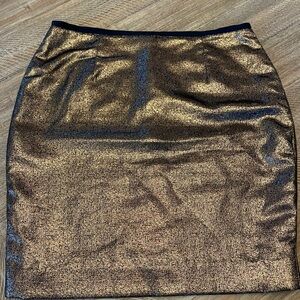 Tory Burch Gold black Metallic Mini Skirt 10 l short party fun cocktail zipper